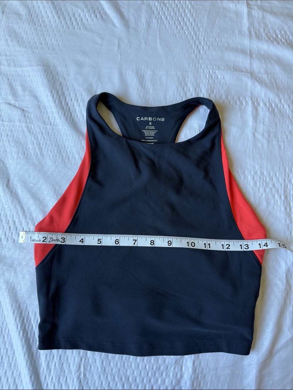 Carbon38 Navy and Orange High-Waist Legging & Crop Tank Set ✨ - Picture 12 of 15